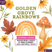 Autumn Rainbow Clipart PNG - Extended License – Image 1