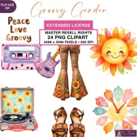 Retro Garden Clipart PNG - Extended License – Image 1