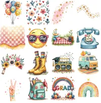 Retro Graduation Clipart PNG - Extended License – Image 3