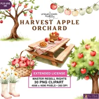 Apple Orchard Clipart PNG - Extended License – Image 1