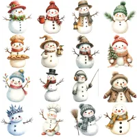 Whimsical Winter Snowman Clipart PNG - Extended License – Image 2