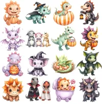 Cute Halloween Dinosaur Clipart PNG - Extended License – Image 3