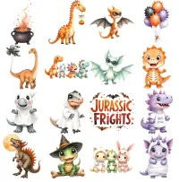 Cute Halloween Dinosaur Clipart PNG - Extended License – Image 2