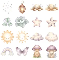 Whimsical Lavender Fairy Forest Clipart PNG - Personal Use License – Image 3