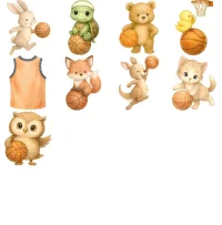 Cute Basketball Animals Clipart PNG - Extended License – Image 2