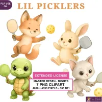 Cute Pickleball Animal Clipart PNG - Extended License – Image 1