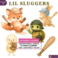 Cute Baseball Animals Clipart PNG - Extended License – Image 1