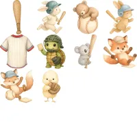 Cute Baseball Animals Clipart PNG - Extended License – Image 2
