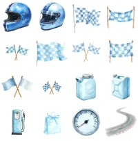 Cute Blue Race Car Kids Clipart PNG - Extended License – Image 3