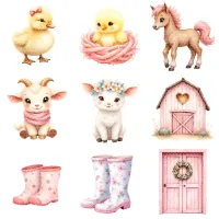 Cute Farm Animal Baby Clipart PNG - Personal Use License – Image 6