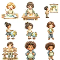 Cute Kids Learning School Clipart PNG - Extended License – Image 5