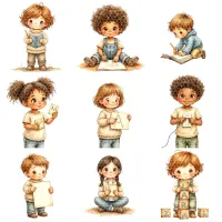 Cute Kids Learning School Clipart PNG - Extended License – Image 3