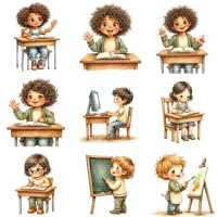 Cute Kids Learning School Clipart PNG - Extended License – Image 4