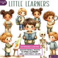 Cute Kids Learning School Clipart PNG - Extended License – Image 1