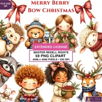 Cute Christmas Holiday Character Clipart PNG - Extended License – Image 1