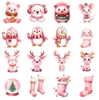 Cute Pink Christmas Clipart PNG - Extended License – Image 2