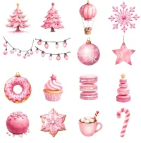 Cute Pink Christmas Clipart PNG - Extended License – Image 3