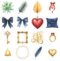 Romantic Floral Bow Clipart PNG - Extended License – Image 4
