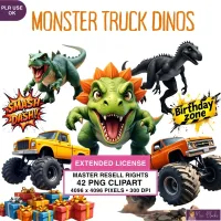 Monster Truck Dinosaur Clipart PNG - Extended License – Image 1