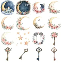 Boho Moon Crystal Clipart PNG - Extended License – Image 2