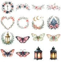 Boho Moon Crystal Clipart PNG - Extended License – Image 3