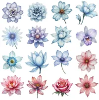 Soft Blue Floral Clipart PNG - Extended License – Image 2