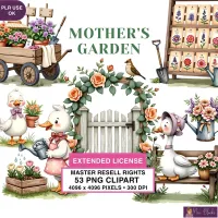 Whimsical Garden Duck Clipart PNG - Extended License – Image 1