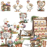 Whimsical Garden Duck Clipart PNG - Extended License – Image 5