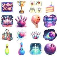 Neon Bowling Party Clipart PNG - Extended License – Image 3