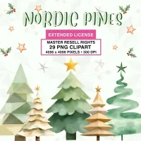 Minimalist Christmas Tree Clipart PNG - Extended License – Image 1