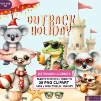 Tropical Christmas Animal Clipart PNG - Extended License – Image 1