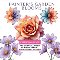Colorful Floral Garden Clipart PNG - Extended License – Image 1