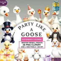 Goose Party Animal Clipart PNG - Extended License – Image 1