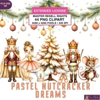 Pastel Christmas Nutcracker Clipart PNG - Extended License – Image 1