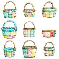 Patchwork Easter Basket Clipart PNG - Extended License – Image 2