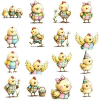 Patchwork Easter Chicken Clipart PNG - Extended License – Image 4