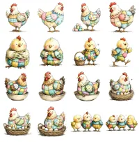 Patchwork Easter Chicken Clipart PNG - Extended License – Image 3