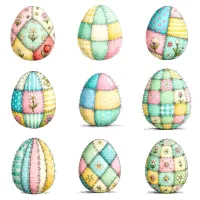 Patchwork Easter Egg Clipart PNG - Extended License – Image 2