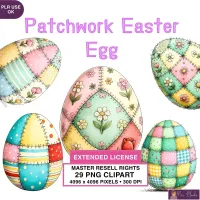 Patchwork Easter Egg Clipart PNG - Extended License – Image 1