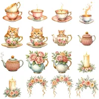 Peach Roses Tea Clipart PNG - Extended License – Image 2