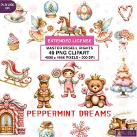 Peppermint Christmas Clipart PNG - Extended License – Image 1
