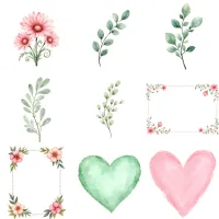 Floral Hearts Clipart PNG - Extended License – Image 3