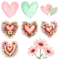 Floral Hearts Clipart PNG - Extended License – Image 4