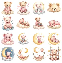 Sleepy Pink Bear Clipart PNG - Extended License – Image 2