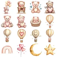 Sleepy Pink Bear Clipart PNG - Extended License – Image 3