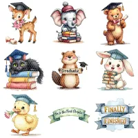 Graduation Animals Clipart PNG - Extended License – Image 5