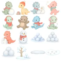 Winter Dinosaur Clipart PNG - Extended License – Image 2