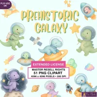 Space Dinosaur Clipart PNG - Extended License – Image 1