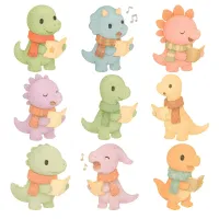 Christmas Dinosaur Caroling Clipart PNG - Personal Use License – Image 2