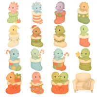 Christmas Dinosaur Joy Clipart PNG - Extended License – Image 2